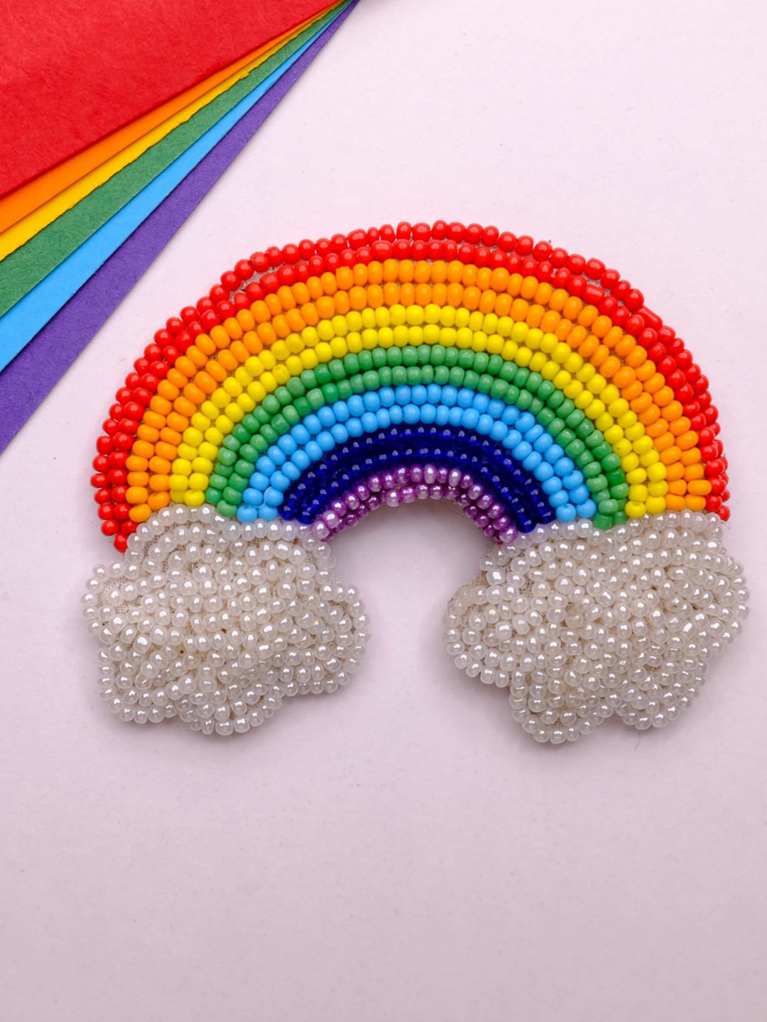 Abeo Unisex Artificial Beaded Minimal Rainbow Brooch