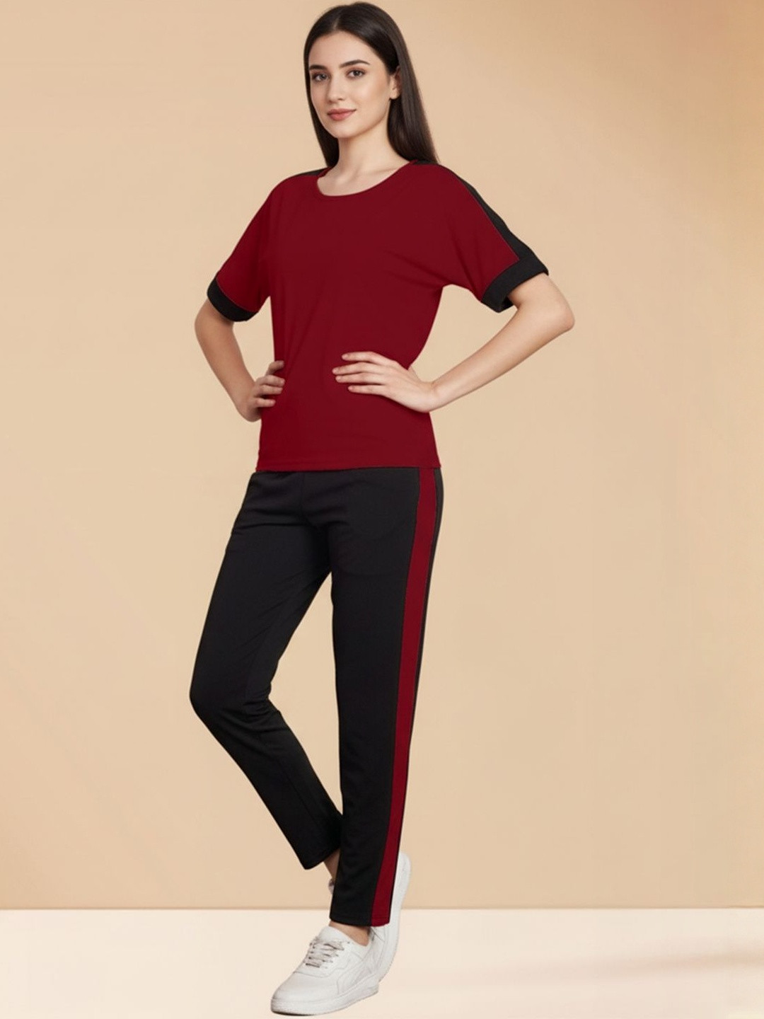 DTR FASHION Round Neck Short Sleeves T-Shirt With Trousers