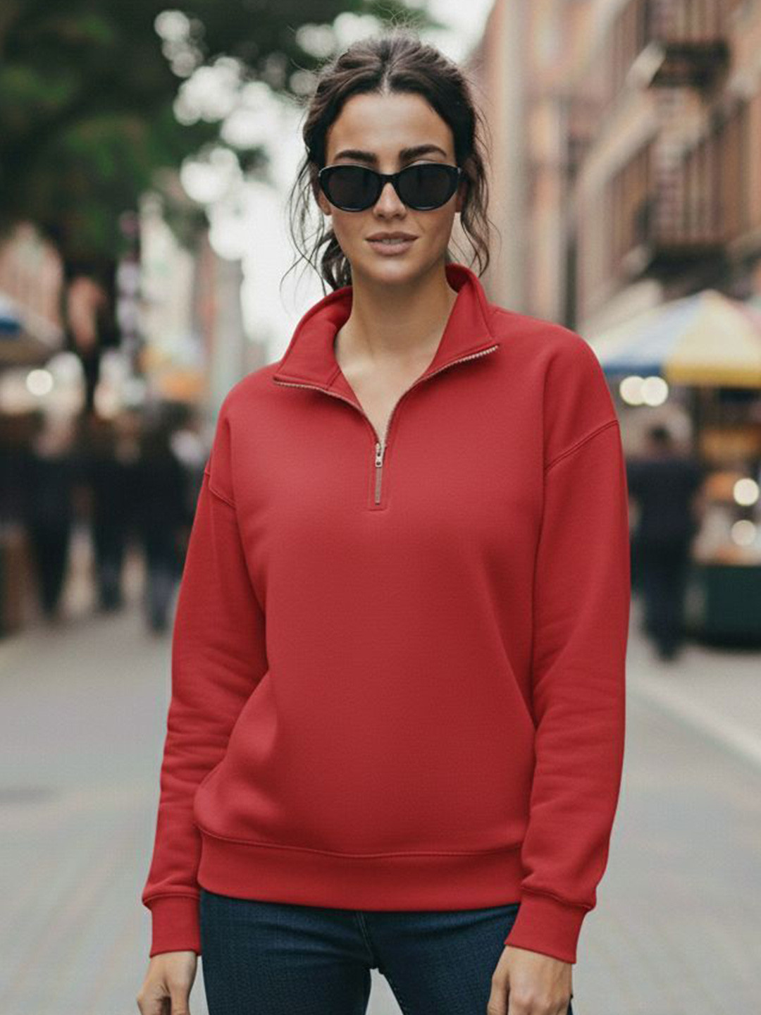 MACK JONNEY Women Fleece Half-Zip Sweatshirt