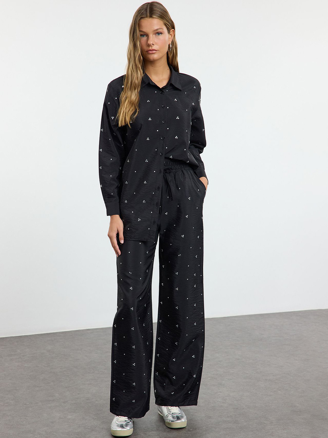 Trendyol Floral Printed Shirt Collar Shirt And Trousers