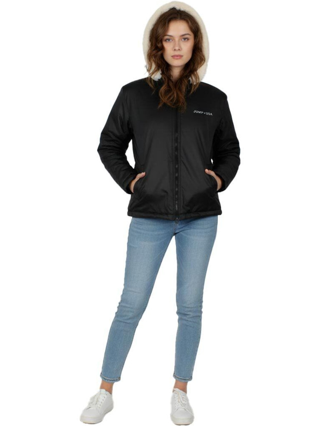 JUMP USA Hooded Collar Reversible Quilted Jacket