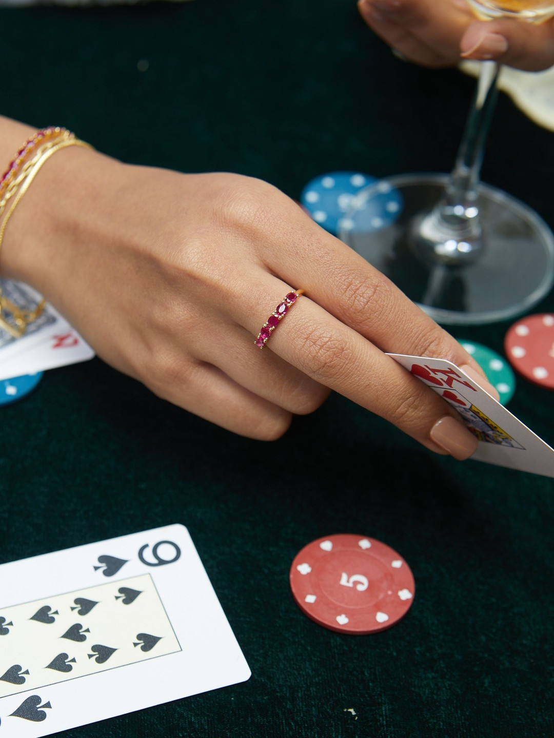 Nishani 925 Sterling Silver Gold Plated Ruby Stone Finger Ring