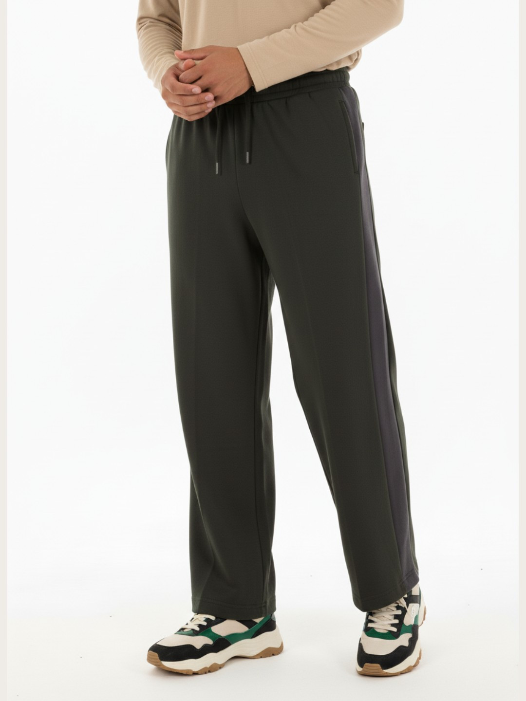 glitchez Men Side Stripe Baggy Fit Track Pants