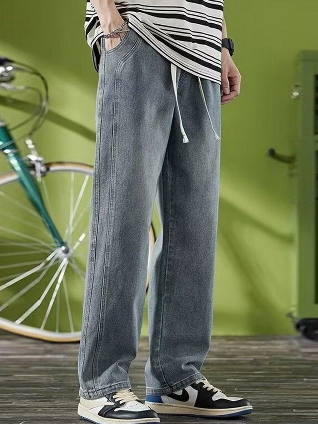 StyleCast Men Straight Fit Mid-Rise Drawstring Jeans