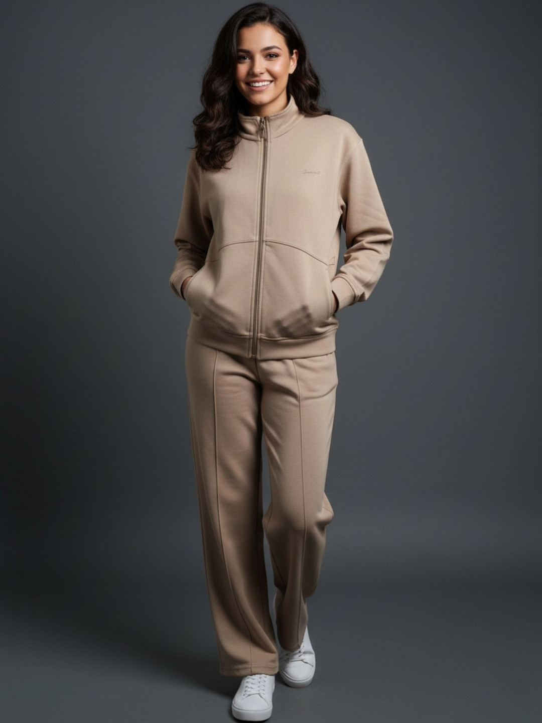 Wineberry Hooded Neck Long Sleeves Sweatshirt With Trousers