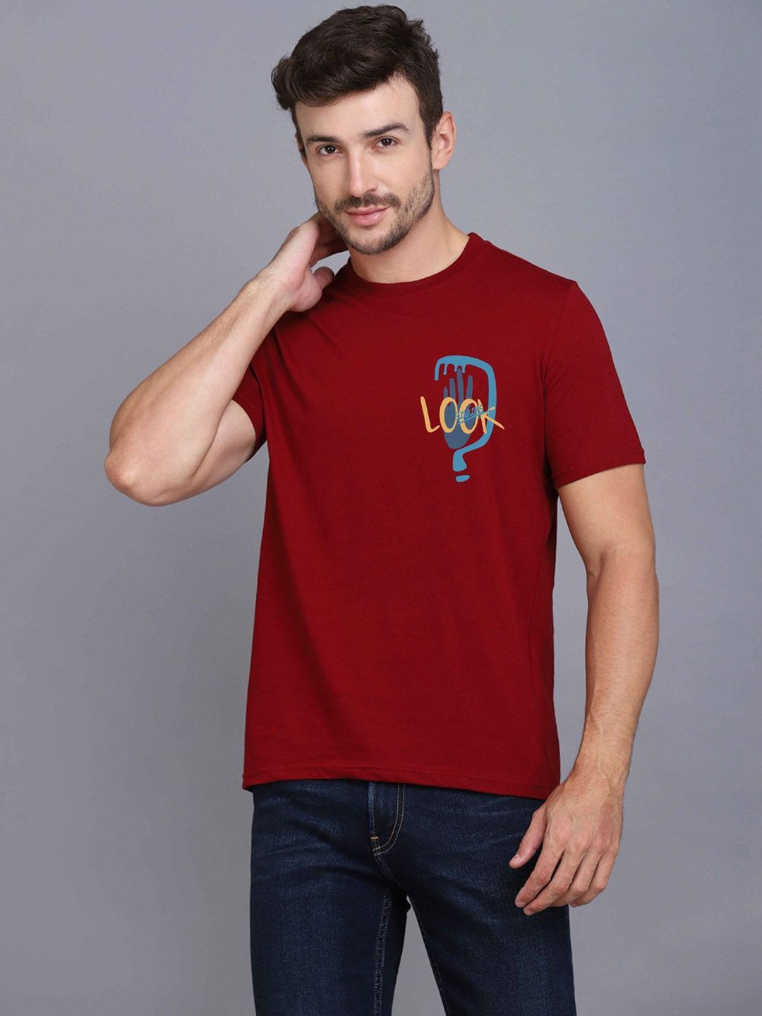 TEEFOX Graphic Printed Short Sleeves Round Neck Casual T-shirt