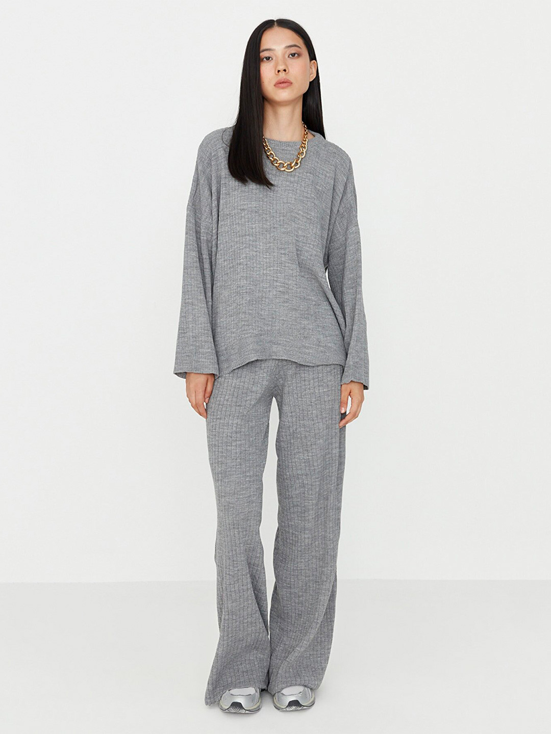 Trendyol Women Grey T-shirt with Trousers