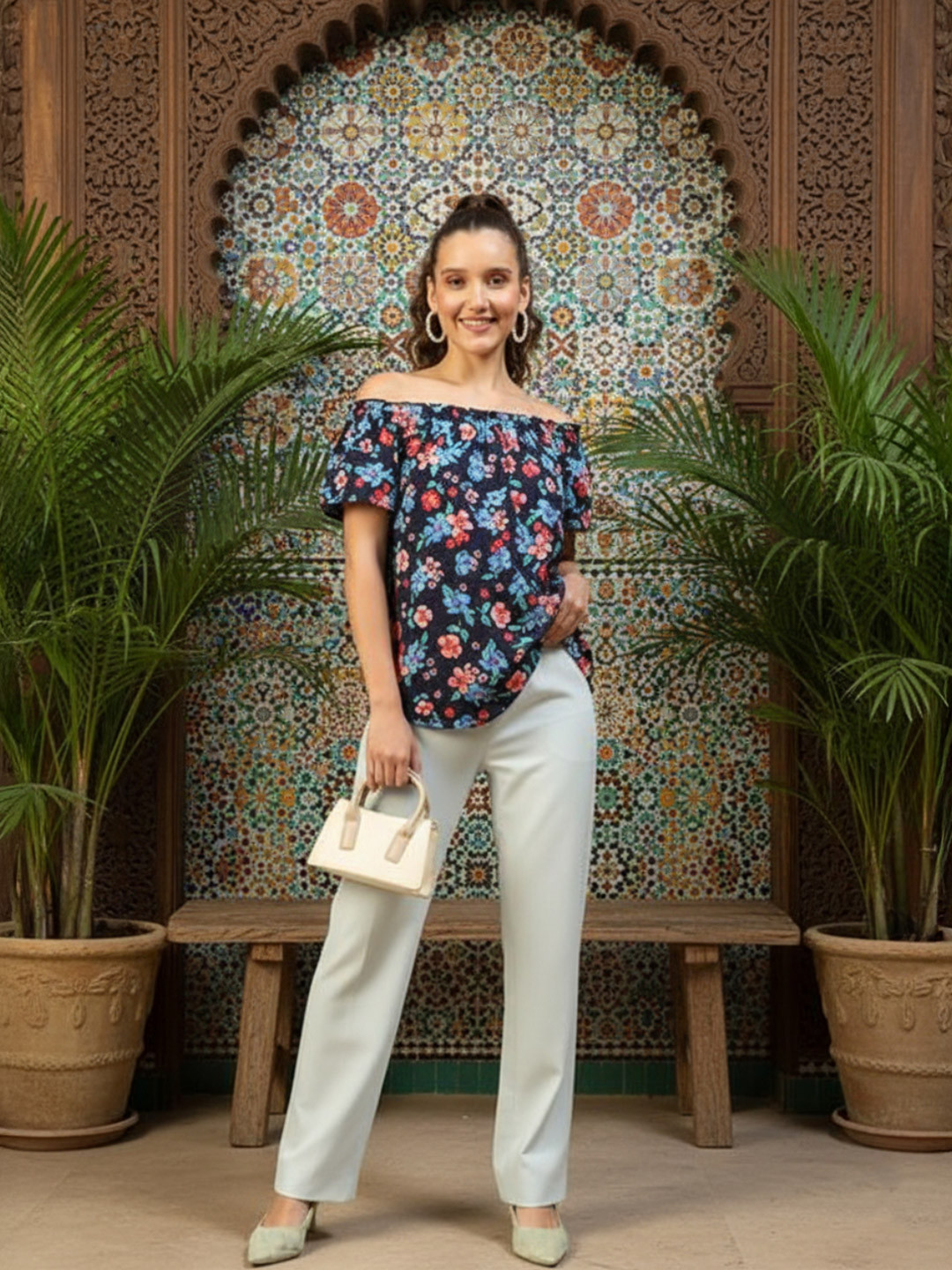 Oxolloxo Women Floral Print BardotTop