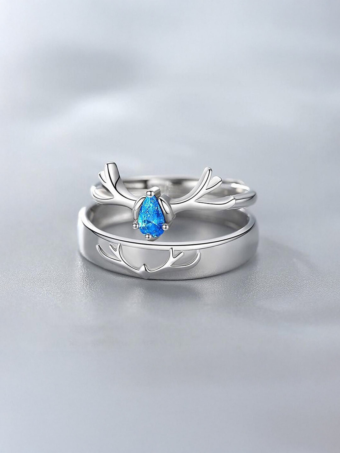 Teeragaj Set Of 3 Diamond Stone-Studded Adjustable Finger Rings