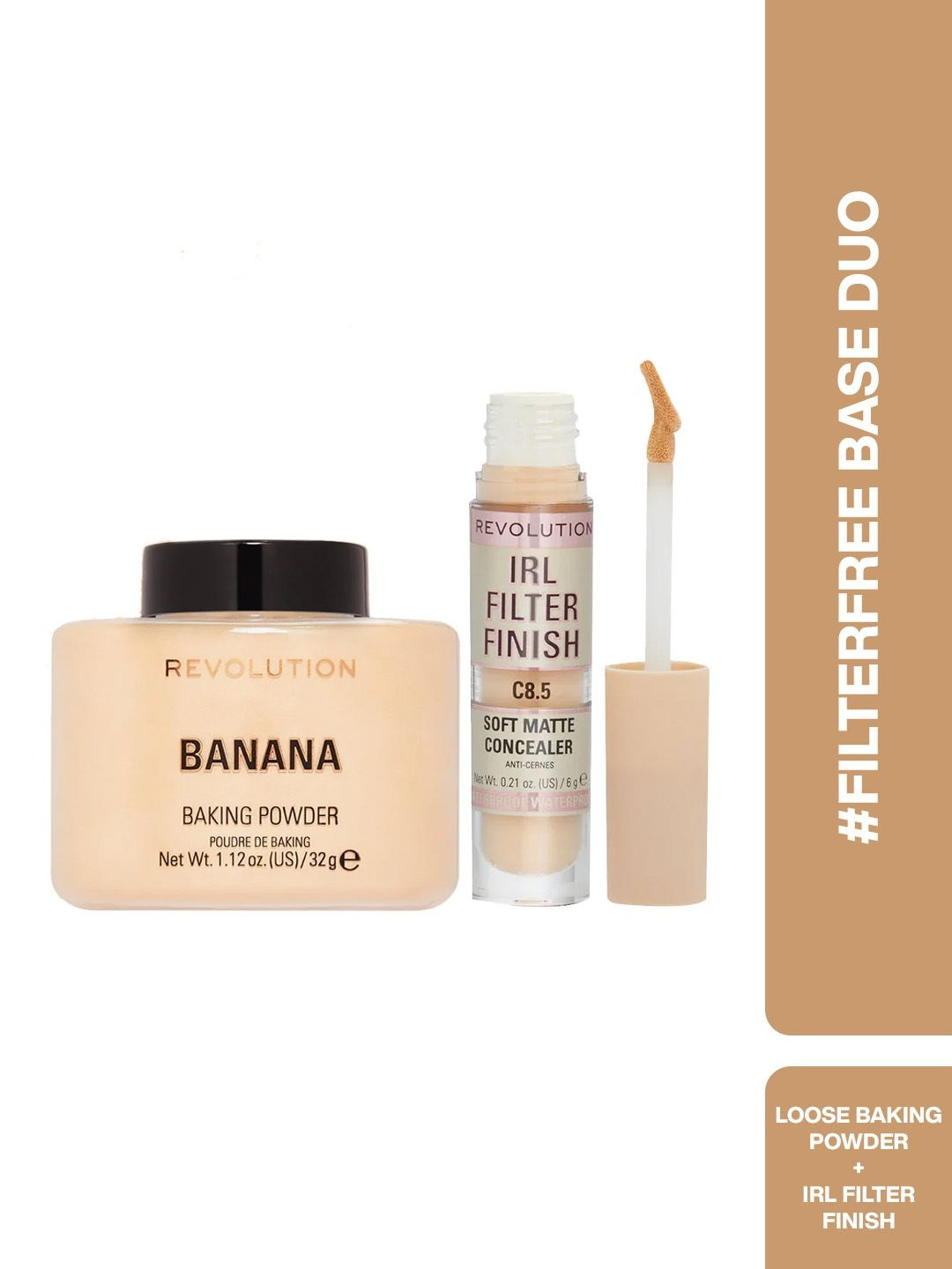 Makeup Revolution London Set Of 2 Banana Loose Powder With Irl Filter Concealer