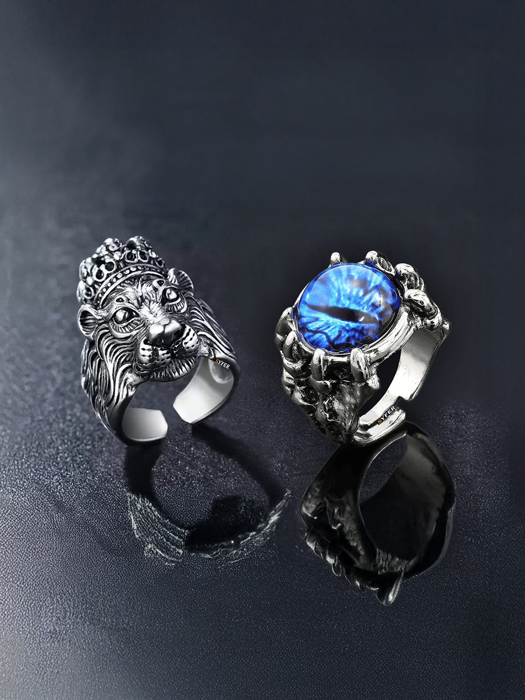 Teeragaj Lion Face & Eye Adjustable Finger Rings