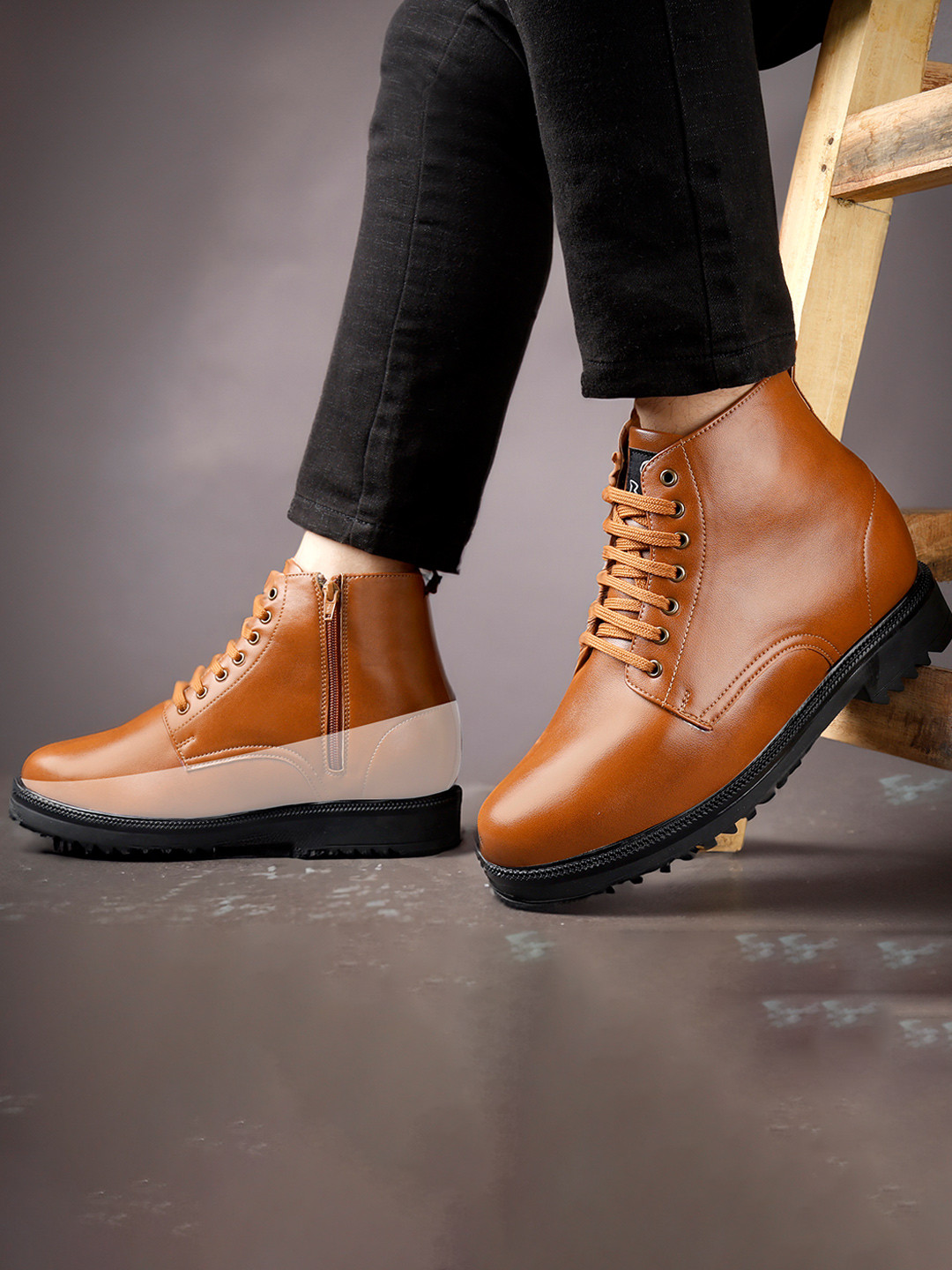 Bxxy Men Hidden Elevator Formal Lace-up Boots
