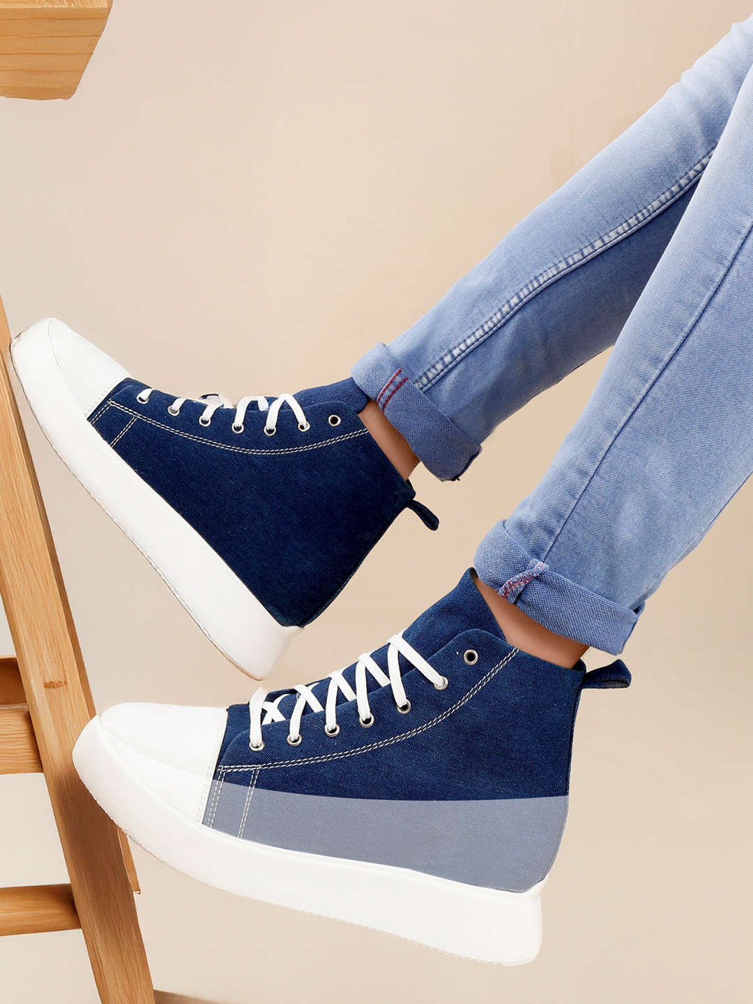 Bxxy Men 9.5 Cm Hidden Elevator Height Increasing Canvas Mid-Top Sneakers Lace-up Shoes