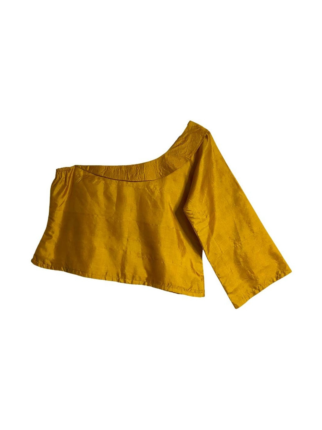 Reshaam Women One Shoulder Monochrome Pure Silk Crop Top