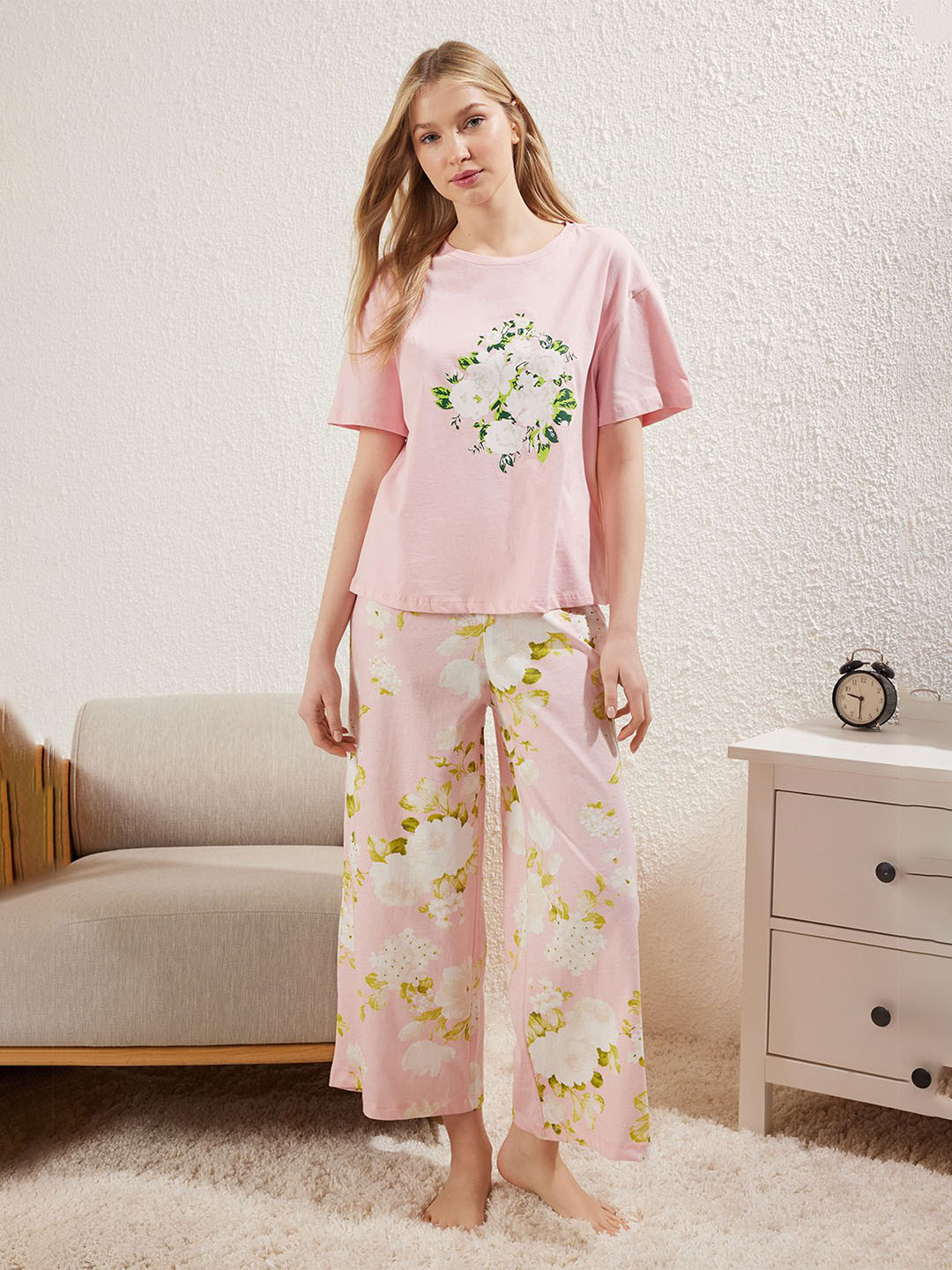 Trendyol Women Printed Pure Cotton Night suit