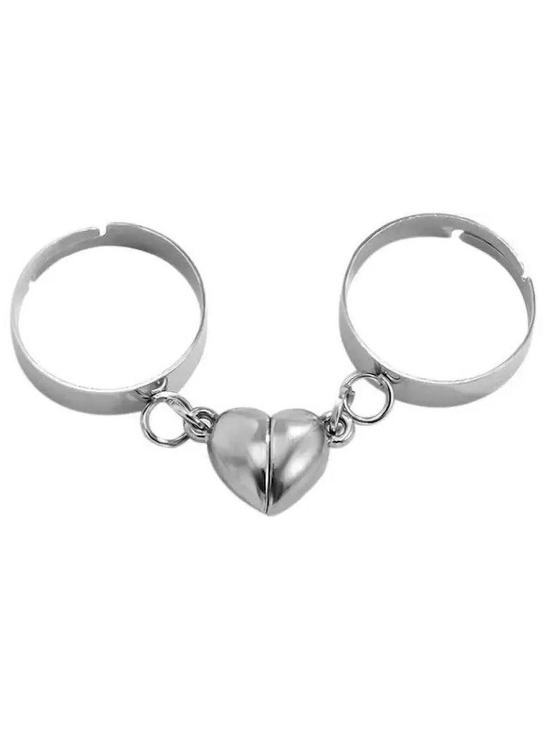 Teeragaj Set Of 2 Magnetic Heart Adjustable Finger Rings