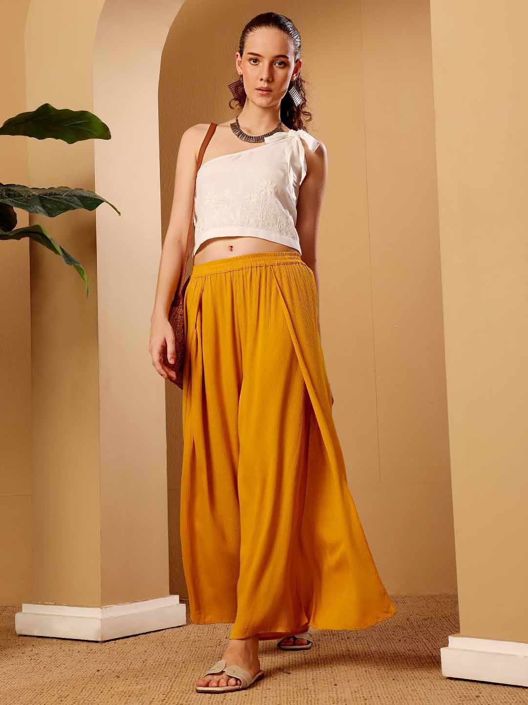 ELIAKI ENTERPRISES Women Wide Leg Slip-On Palazzos