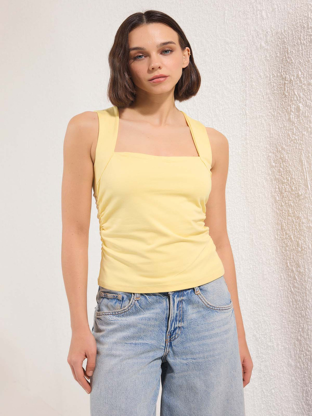 Trendyol Women Square Neck Short Sleeves Cotton Top
