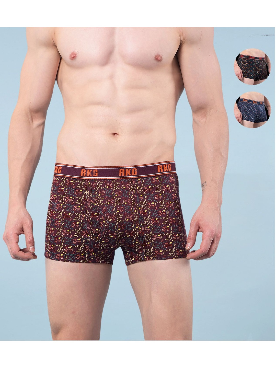 RKG Pack Of 3 Assorted Mid Rise Short Trunk