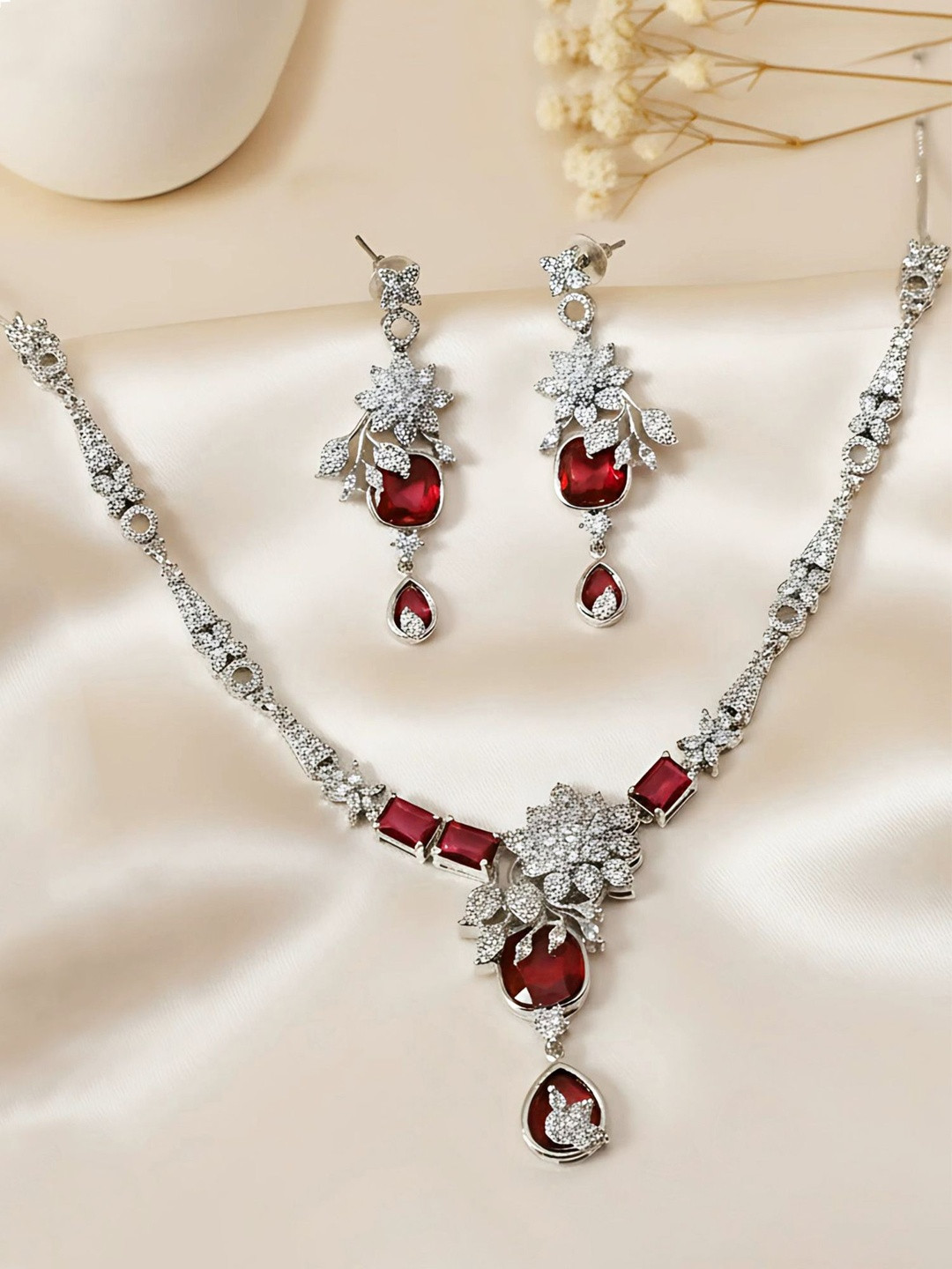 KARATCART American Diamond Studded Jewellery Set