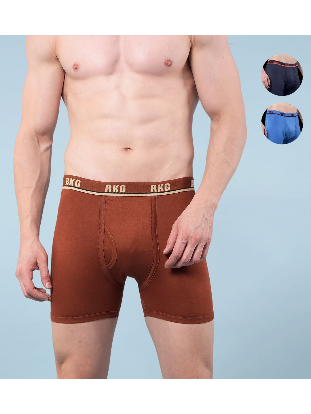 RKG Men Pack Of 3 Assorted Mid Rise Trunk