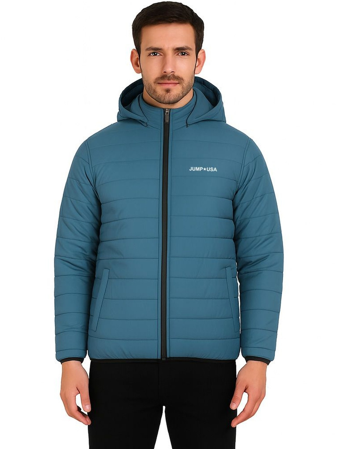 JUMP USA Hooded Collar Lightweight Quilted Jacket