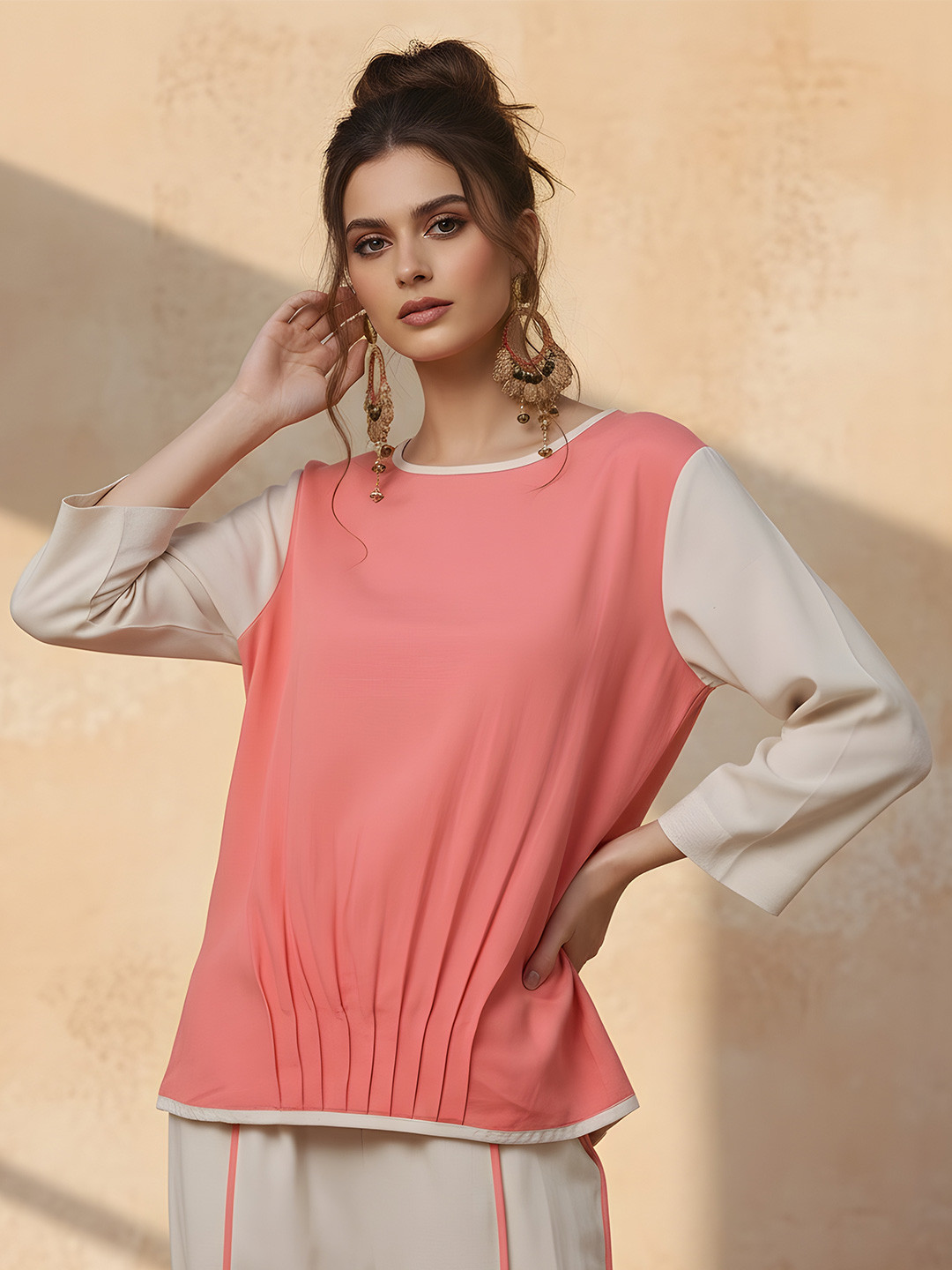 Dora Dori Colourblocked Linen Top