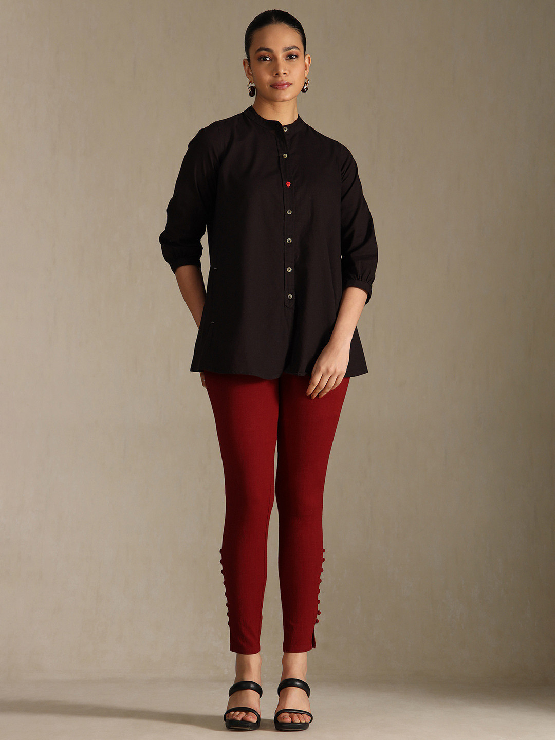 Soch Women Maroon Skinny Fit Regular Trousers