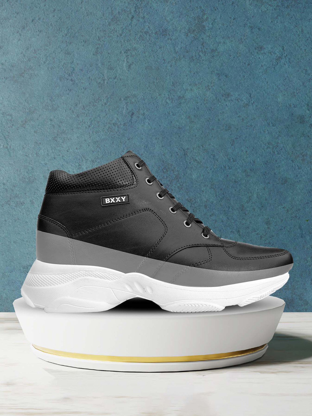 Bxxy Men Hidden Elevator Height Increasing Lightweight Mid-Top Sneakers