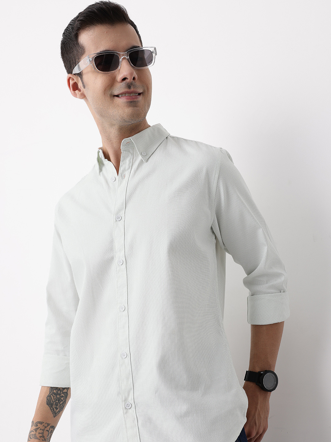 Mast & Harbour Vertical Striped Casual Shirt