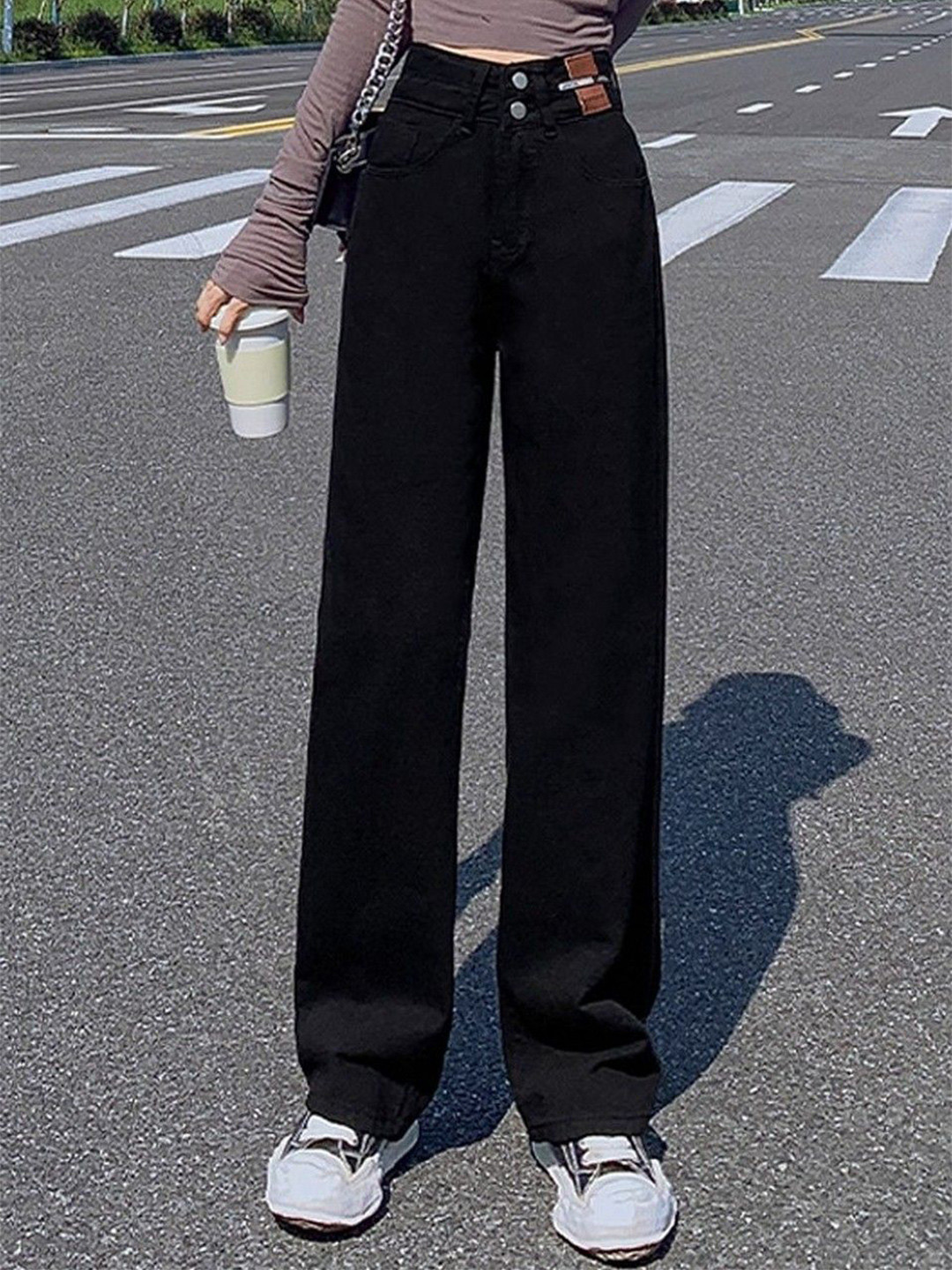 StyleCast Women Straight Fit High-Rise Skater Jeans