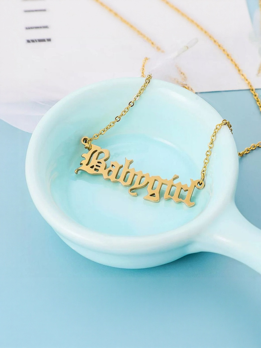 TheVineGirl Layered Babygirl Word Pendant Minimal Necklace