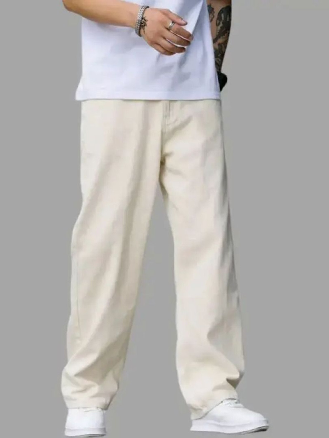 LINARIA Men Classic Baggy Fit Mid-Rise Cotton Jeans