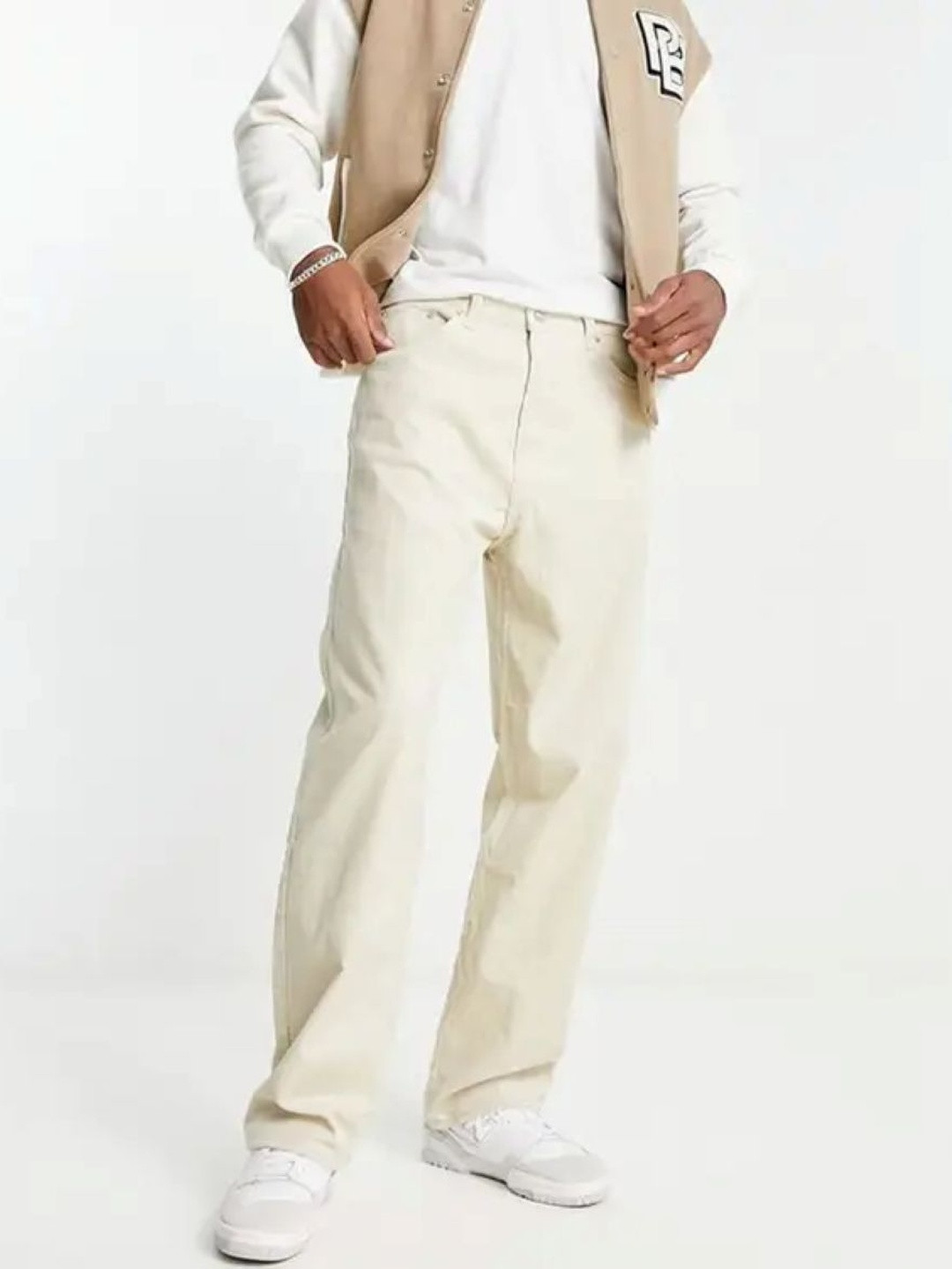 LINARIA Men Regular Fit Baggy Mid-Rise Stretchable Cotton Jeans
