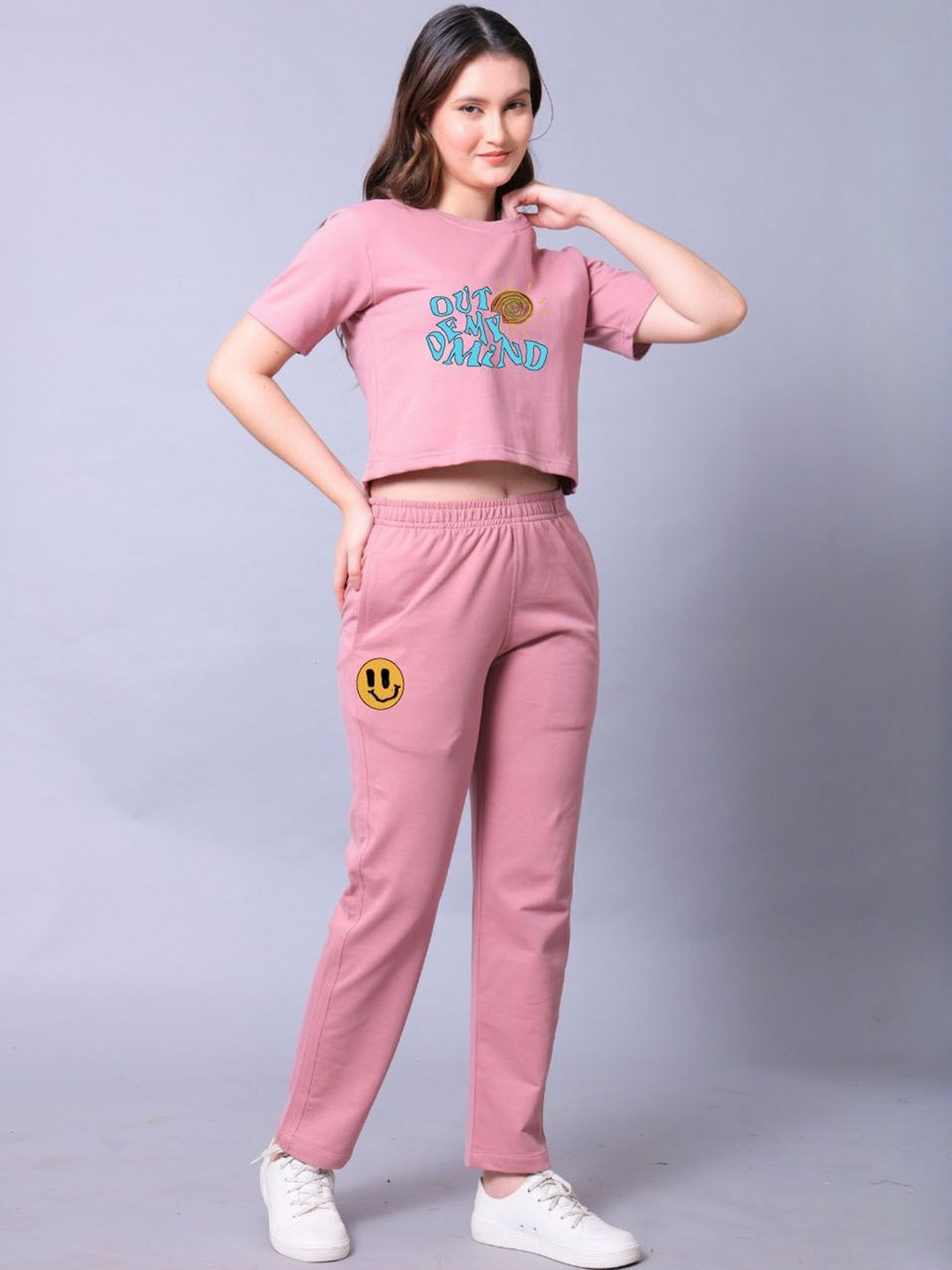 Lazy Lush Printed Round Neck Short Sleeves T-Shirt & Joggers