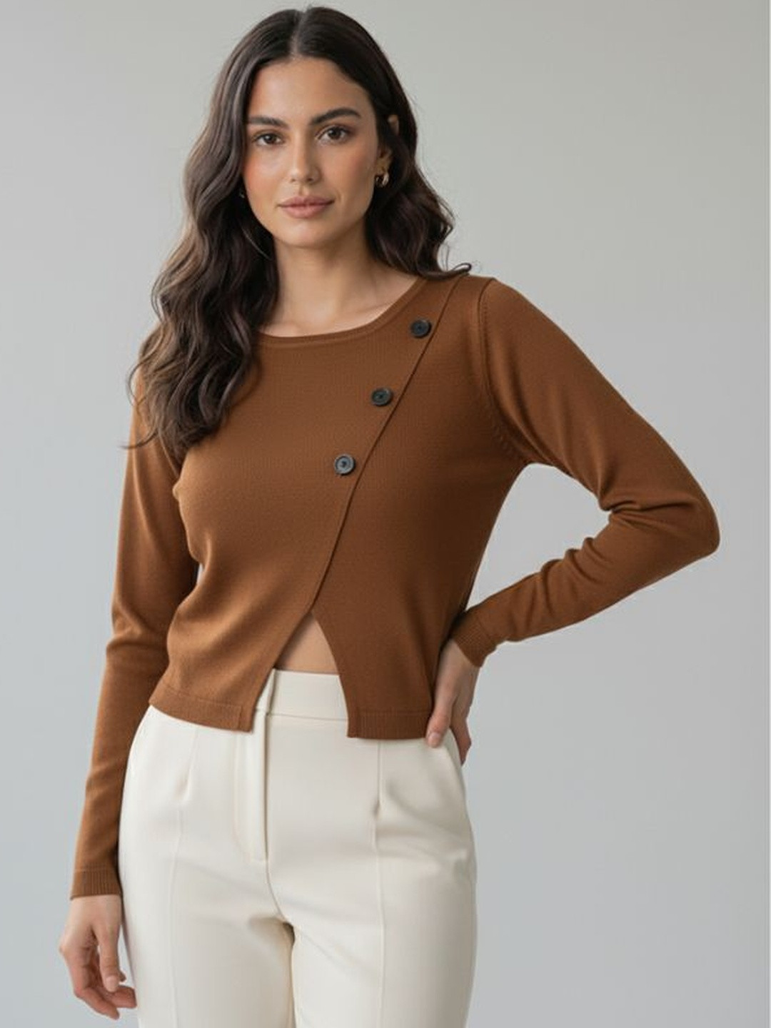 MARC LOUIS Women Ribbed Crop Top