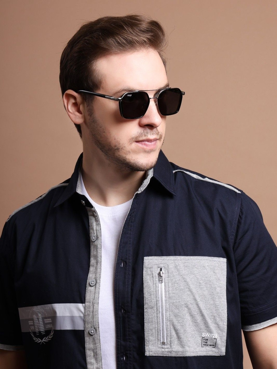 Irayz Men Full Rim Polarized Square Sunglasses NK0044-Silver