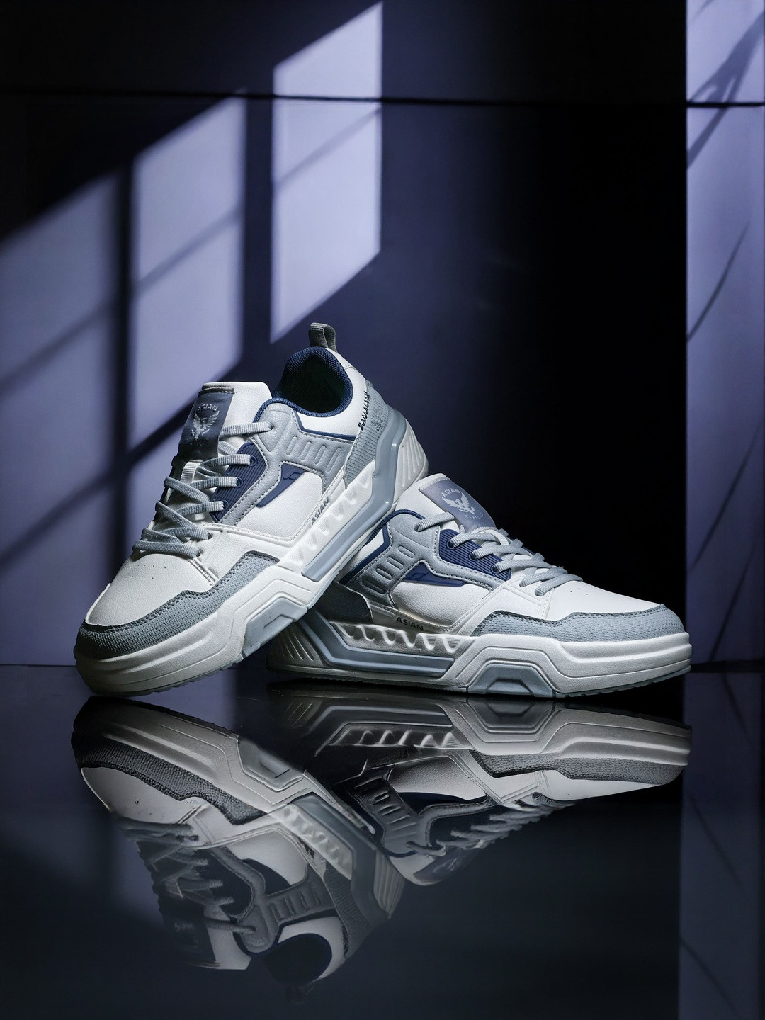 ASIAN Mojo-07 Men's Colorblocked Round Toe Lace Up Memory Foam Sneakers