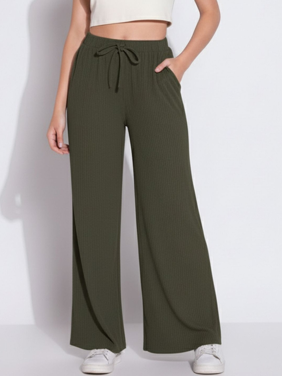 DTR FASHION Women Comfort High-Rise Wide Leg Trousers