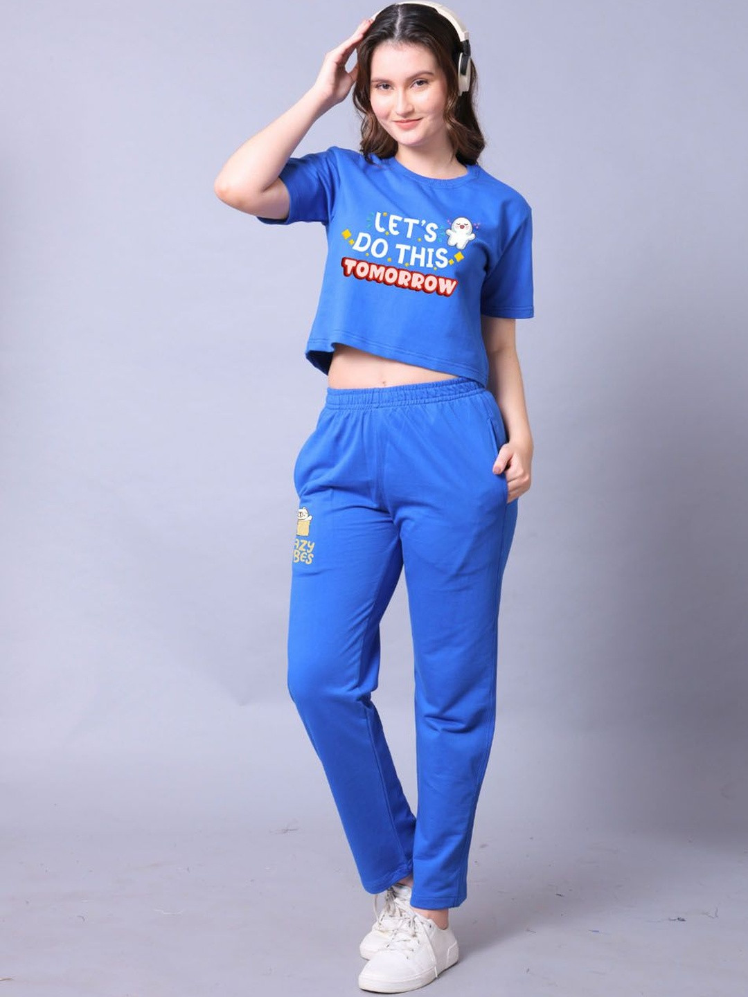 Lazy Lush Printed Cotton T-Shirt & Joggers Set