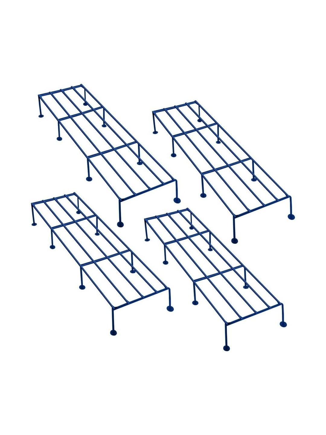 AYMH Blue 4 Pieces Metal Anti-Rust Planters Stands