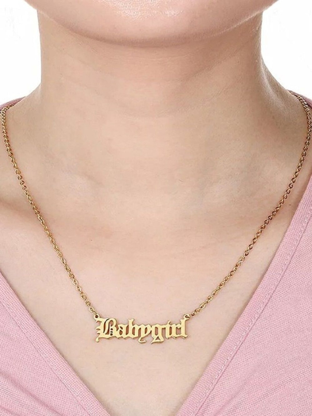 TheVineGirl Classy Single Layered Babygirl Word Minimal Necklace
