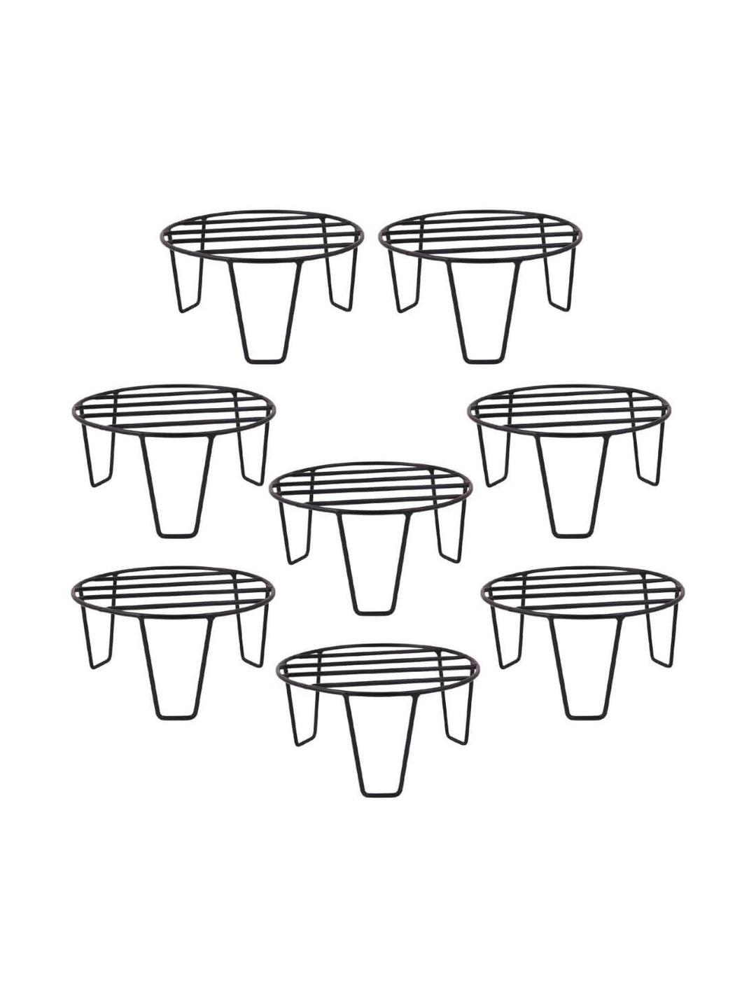 AYMH Black 8 Pieces Metal Plant Stands