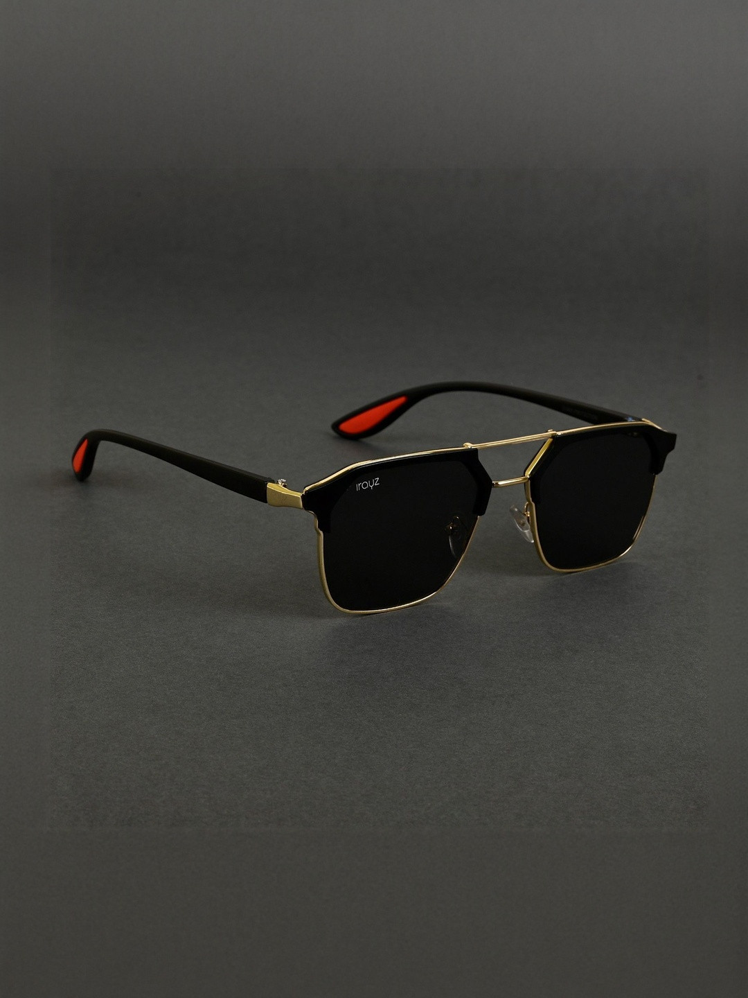 Irayz Unisex Full Rim Square Sunglasses with UV Protected Lens 2852-Gold Black