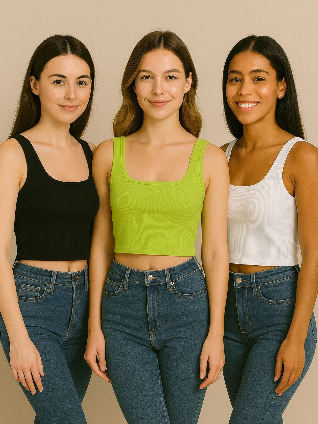 The Cloth Crow Women PACK OF 3Tank Crop Top