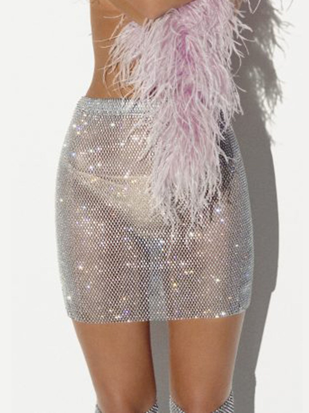 LULU & SKY Women Shimmer Detail Sheer Mini Skirt