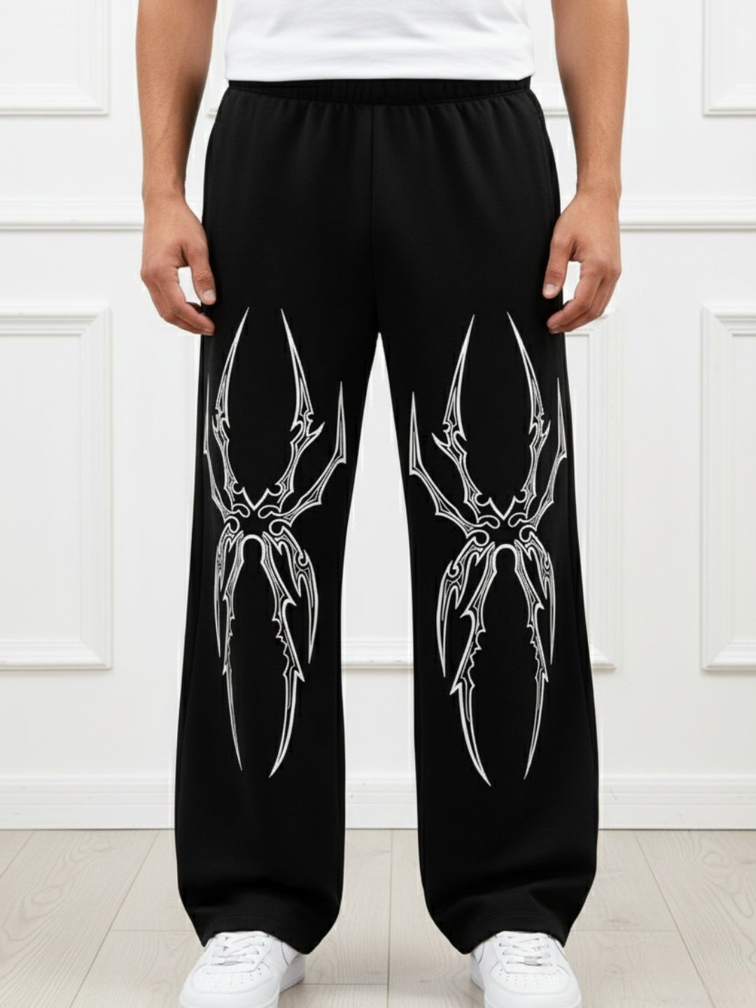 TEDWOODS Men Spider Printed Linen Mid-Rise Regular Fit Track Pant