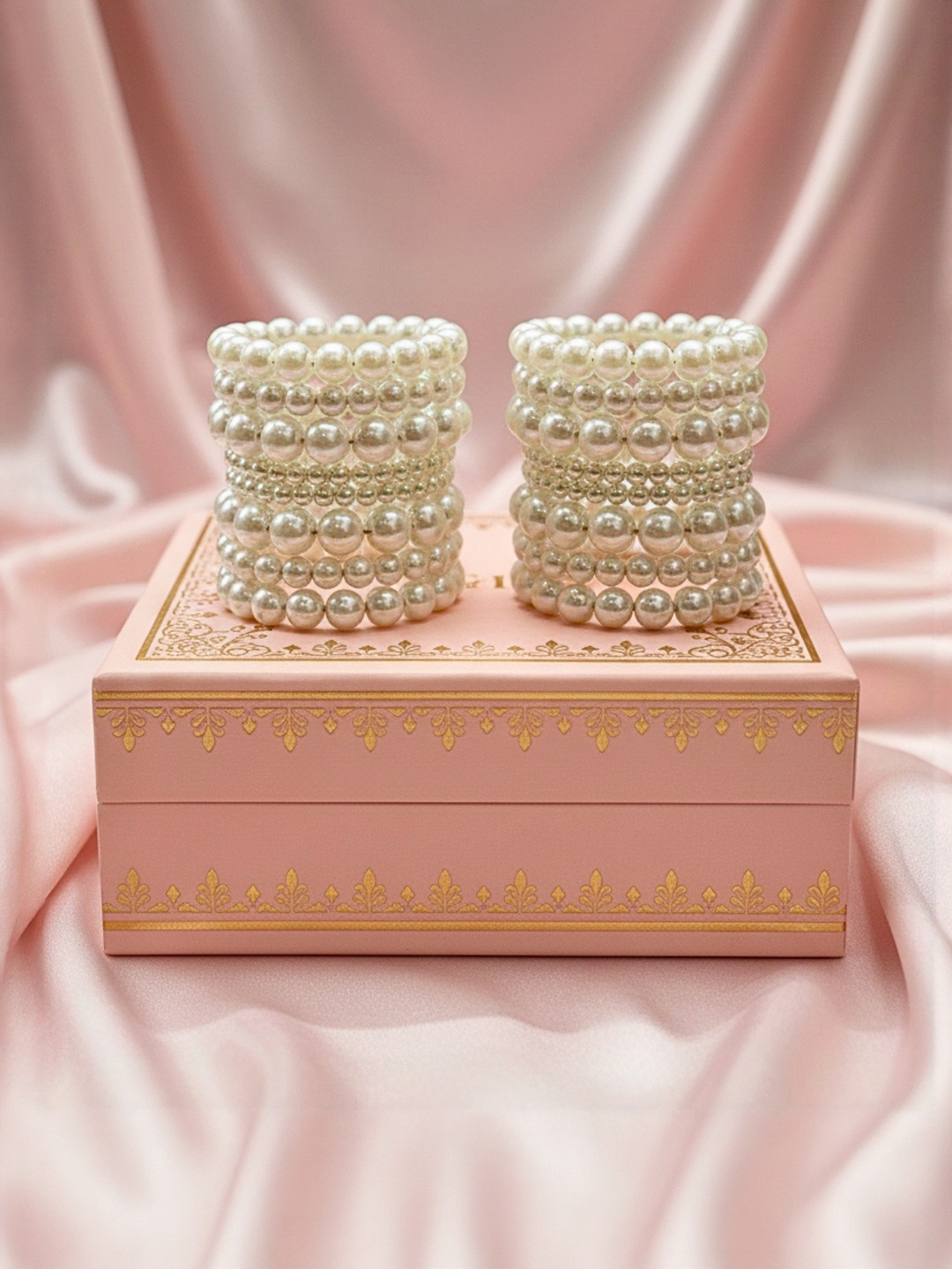 Anouk Women Set of 2 Stainless Steel Rhodium-Plated Beaded Detail Multistrand Bracelet