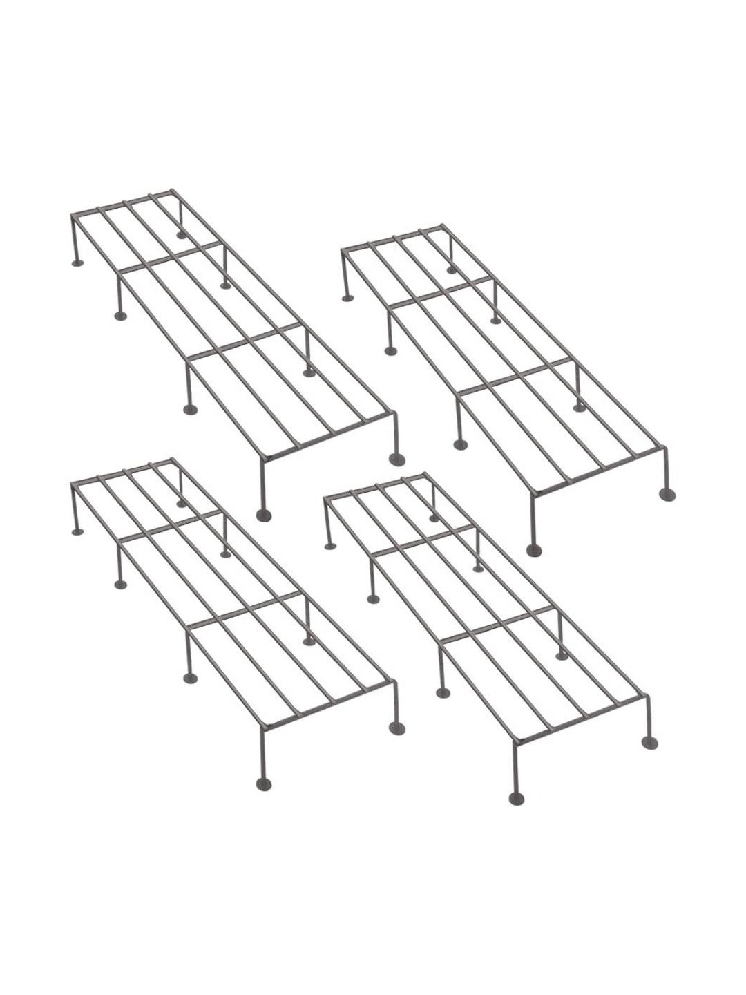 AYMH Cream Colored 4 Pieces Metal Anti-Rust Planters Stands