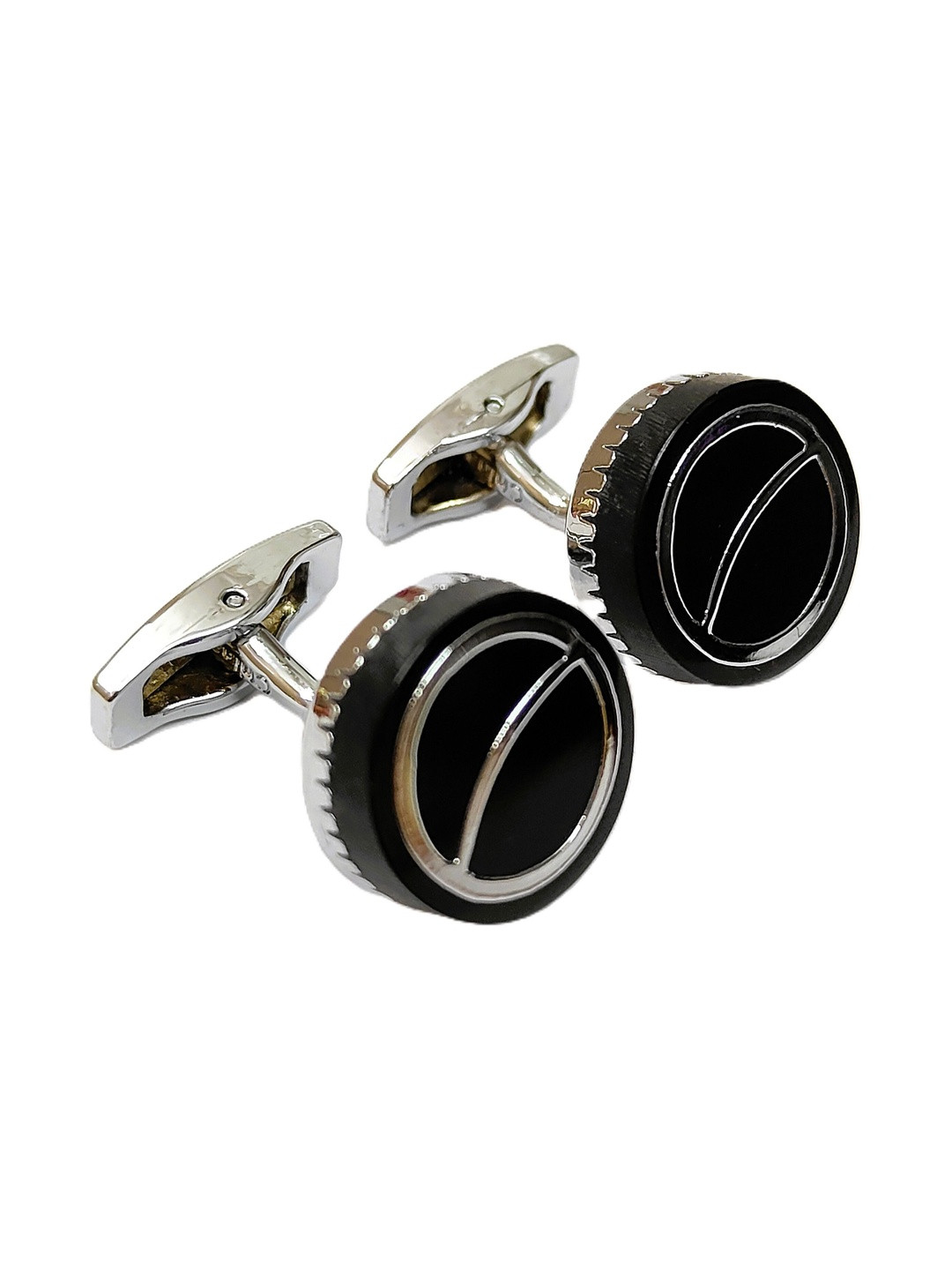 VOICI Men Silver & Black Cufflinks